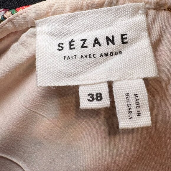 Sezane  Adeline One Shoulder Sleeveless Blouse, Floral Print with Gold Thread - Picture 4 of 4